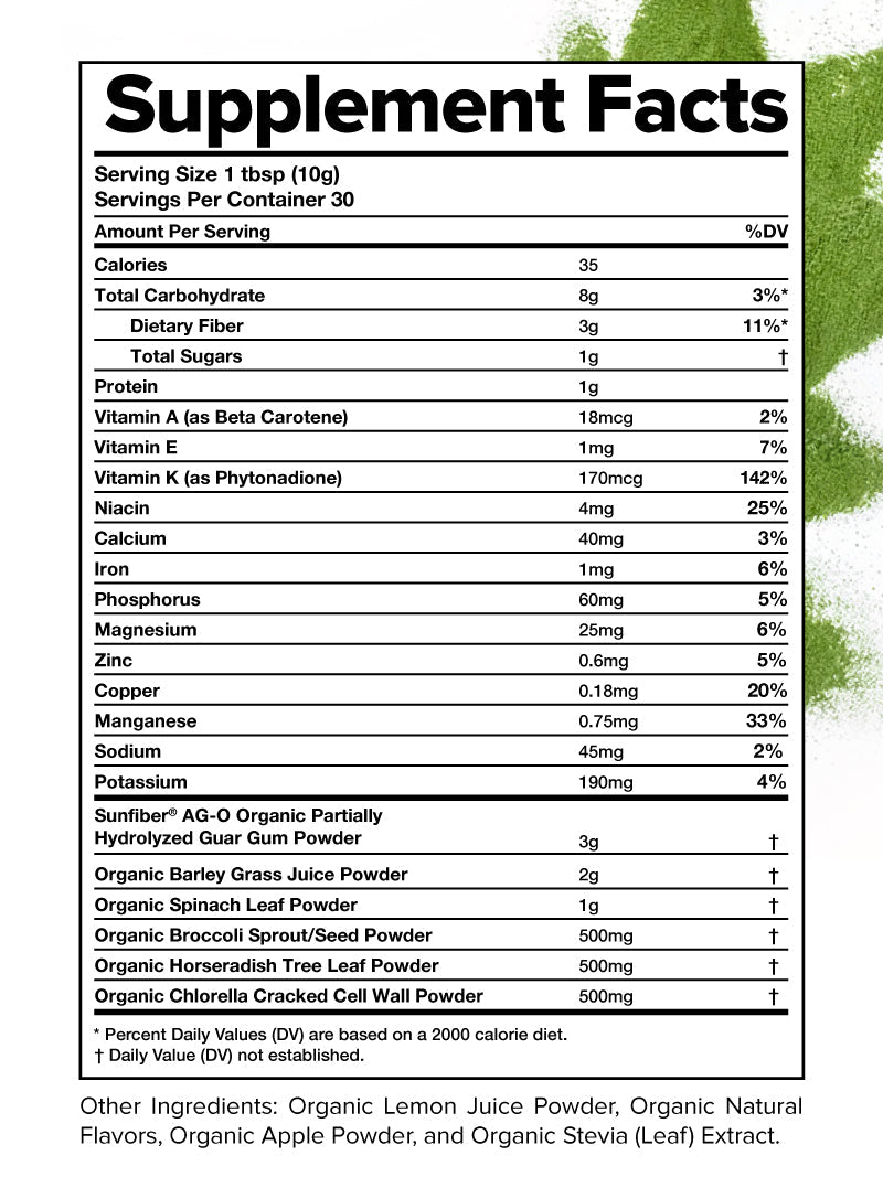 Image of Complement Daily Greens powder supplement facts