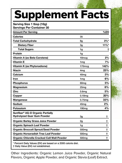 Image of Complement Daily Greens powder supplement facts